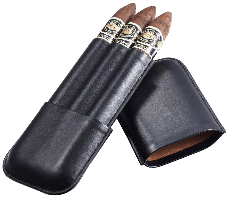 Premium 3-Finger Leather Cigar Case for Men - Travel & Storage Holder - Perfect for Gifts, Humidors & Outdoor Use