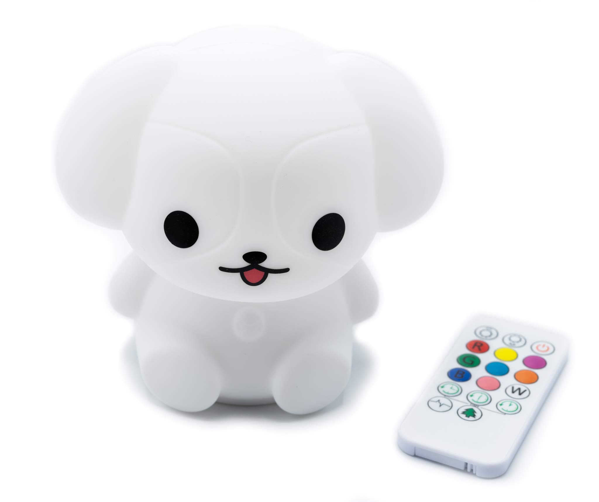 Cute Kawaii Puppy Dog Night Light for Kids' Room - Soft LED Silicone Lamp for Nursery, Bedroom, or Playroom - Remote Control, USB Rechargeable, 9 Color Changing Modes with Timer - Perfect for Bedtime, Reading, and Soothing Babies