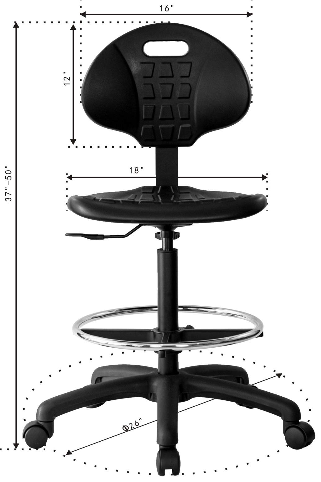 Ergonomic Adjustable Drafting Stool with Casters - 23