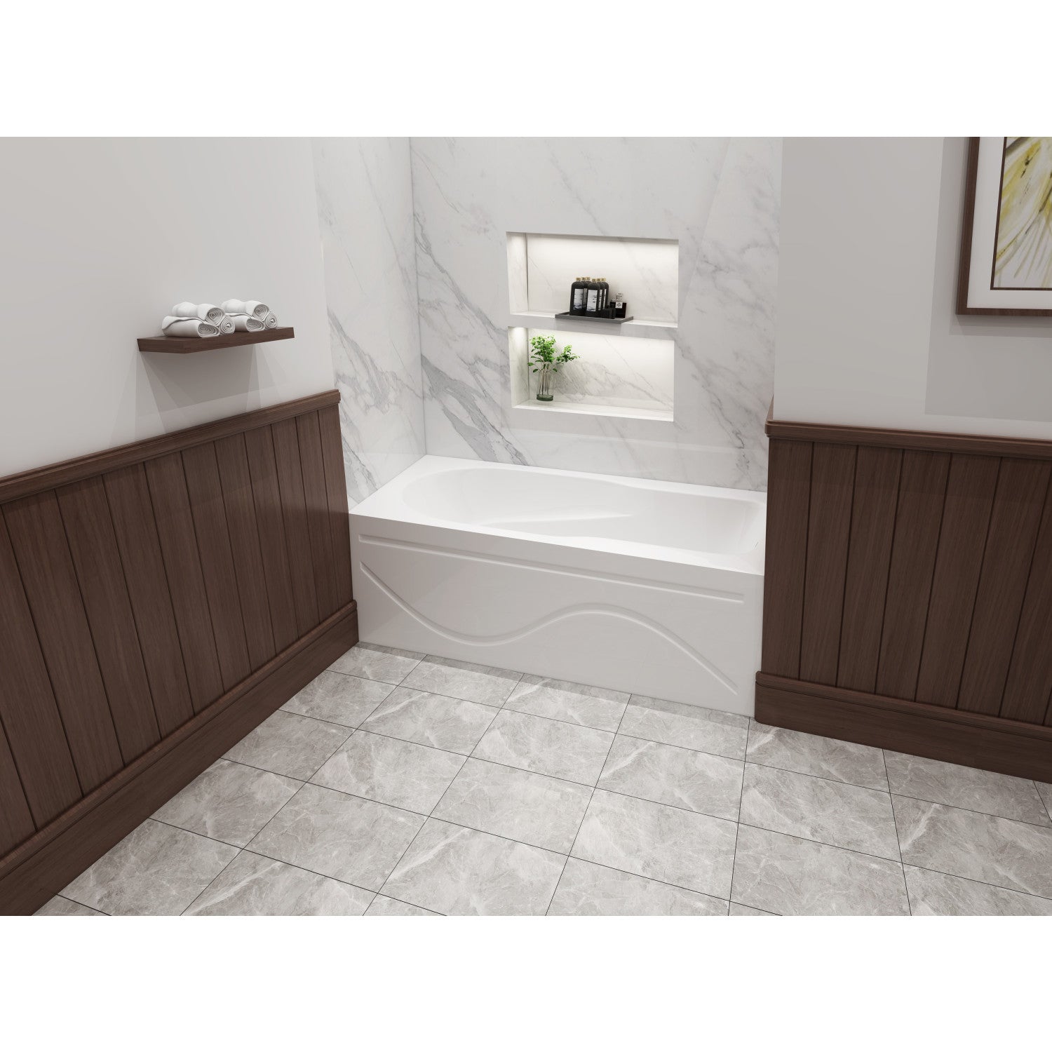 Aqua Eden VTAP603216R 60 Inch Acrylic Rectangular 3-Wall Alcove Bathtub with Anti-Slip Surface & Right-Hand Drain - Glossy White - Perfect for Modern Bathrooms & Spa-Like Retreats