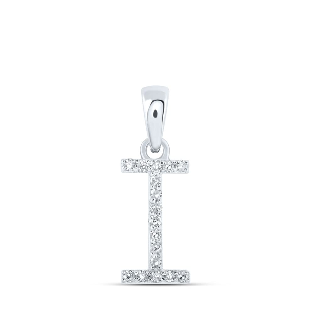 10kt White Gold Women's Round White Diamond Initial 