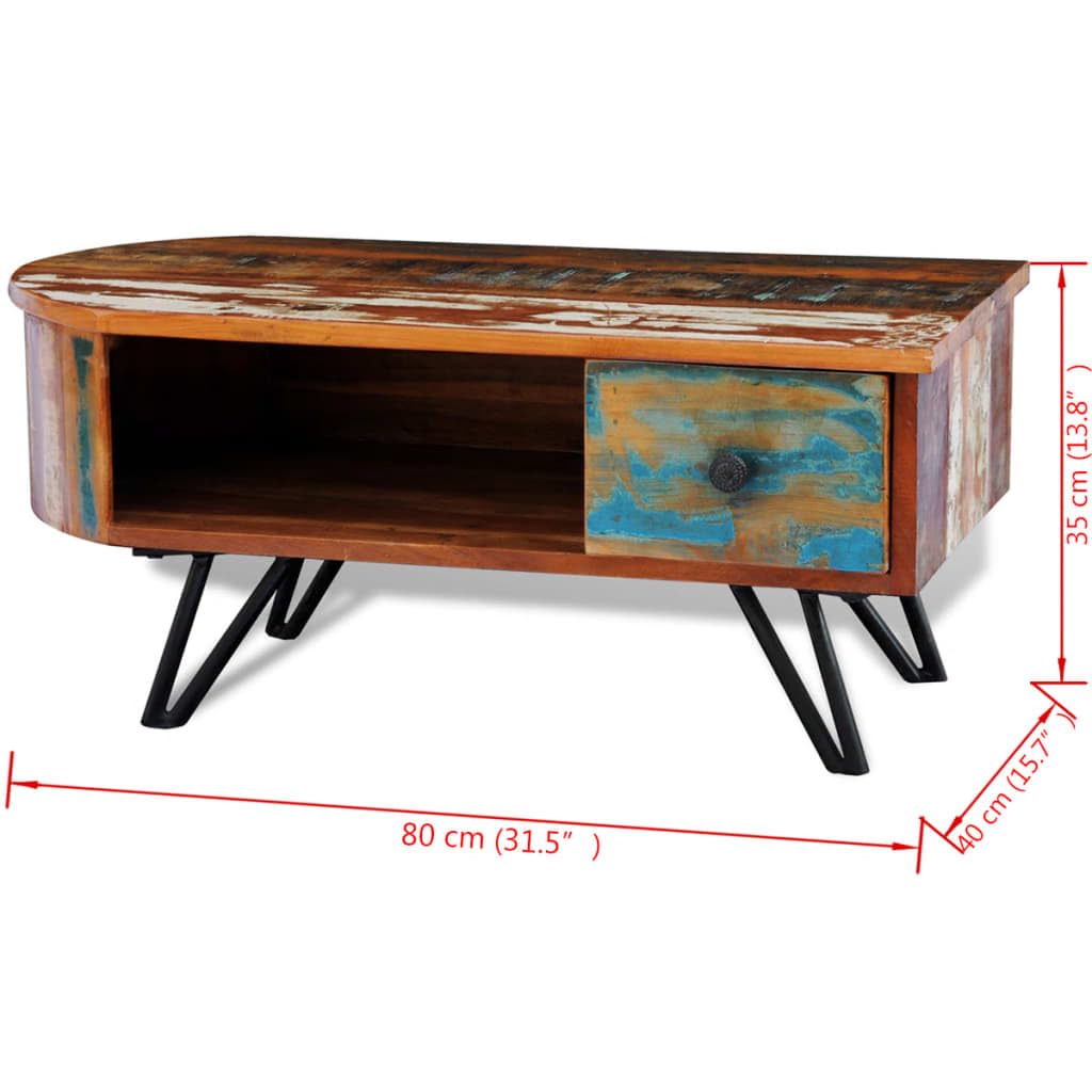 Rustic Reclaimed Wood Coffee Table with Sturdy Iron Pin Legs - Perfect for Living Room, Lounge, and Farmhouse Decor
