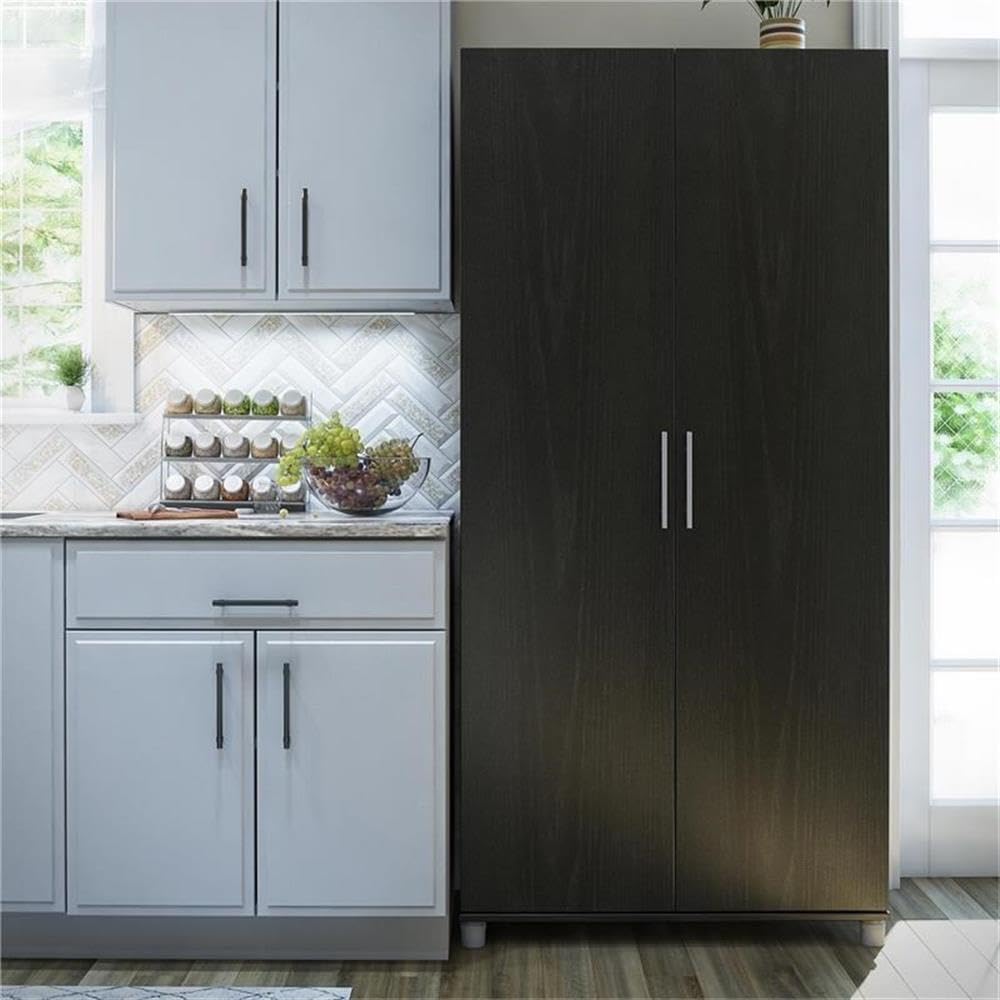 SystemBuild Evolution Camberly 36-Inch Black Oak Storage Cabinet - Organize Home Office, Garage, or Workshop with Durable Shelving Unit
