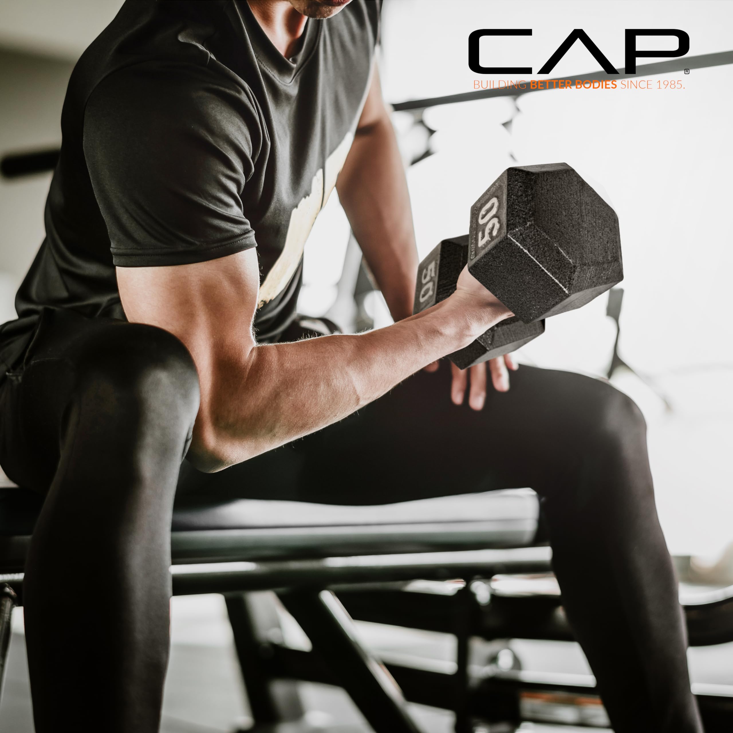 CAP Barbell Cast Iron Hex Dumbbell Set - 5-50 lbs Weight Options for Home Gym, Strength Training & Workouts | Durable Iron Construction, Non-Slip Grip | Perfect for Weightlifting, CrossFit & Fitness Routines