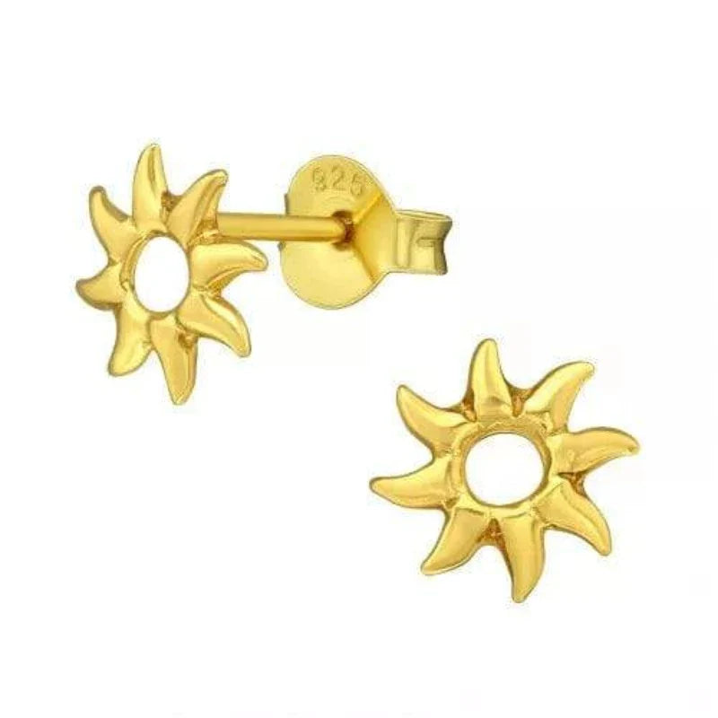 14K Gold Plated Sun Stud Earrings for Women - Hypoallergenic Small Sunflower Earrings for Daily Wear & Gift Giving
