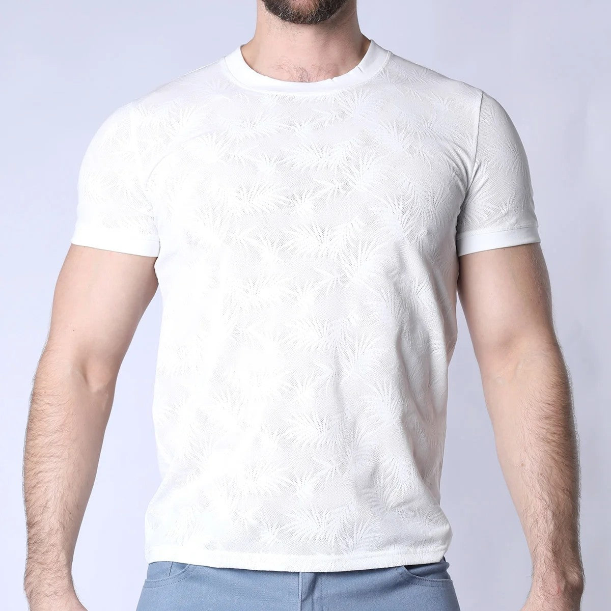Timoteo Amalfi White Mesh T-Shirt for Men - Breathable Summer Casual Tee for Beach, Gym & Outdoor Activities