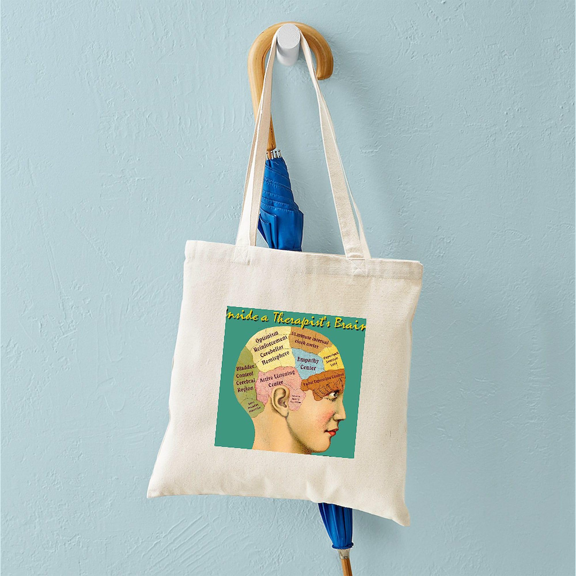 Inside A Therapist's Brain Tote Bag - Natural Canvas Reusable Shopping Bag for Therapy Sessions, Work & Groceries