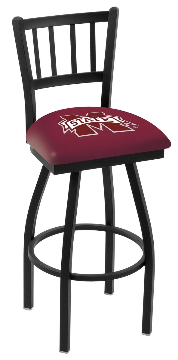 Mississippi State 36 Inch Swivel Bar Stool with Black Wrinkle Finish - Perfect for Kitchen Islands, Home Bars & Game Rooms