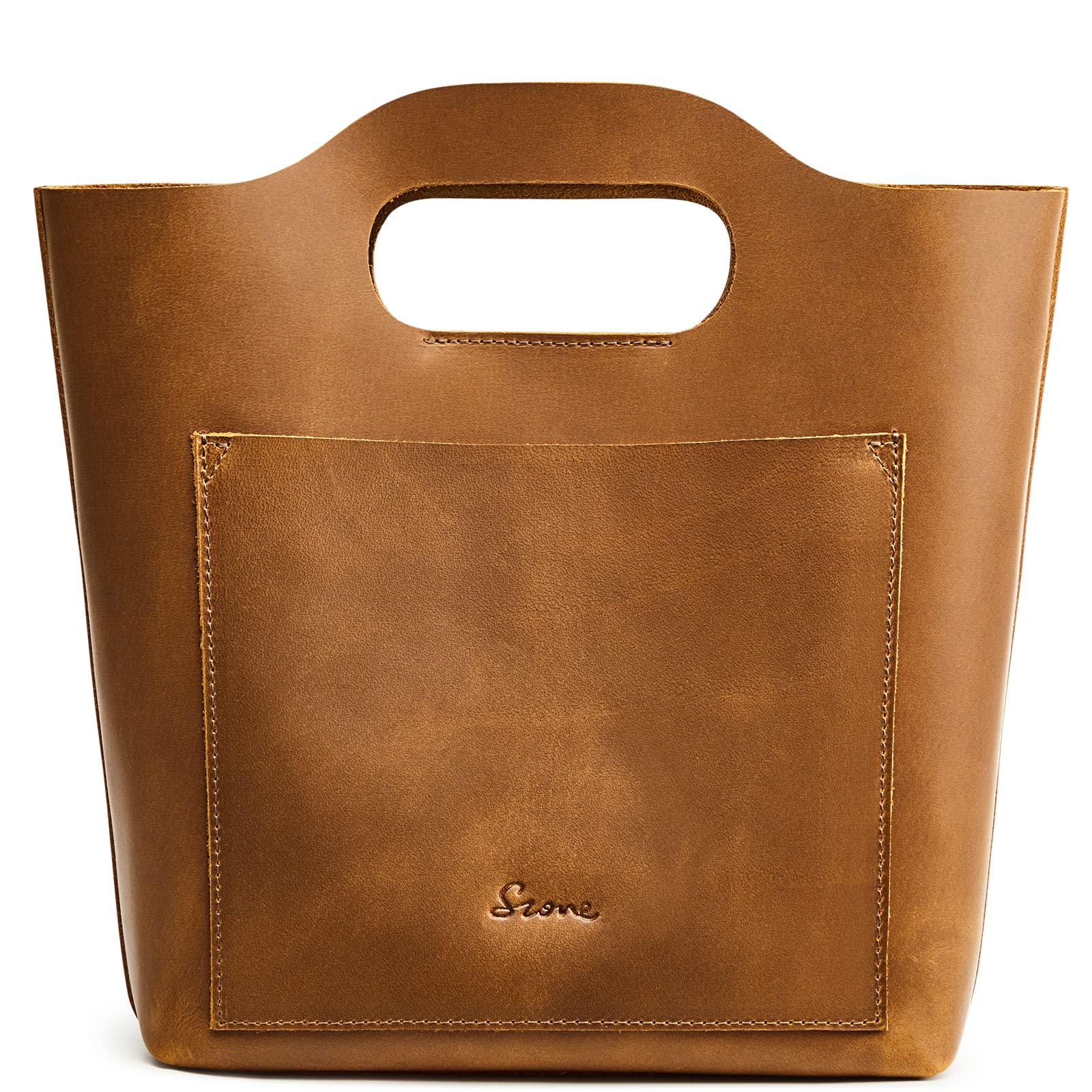 S-ZONE Women's Minimalist Clutch Purse - Genuine Top Grain Leather Handbag with Top Handle - Elegant Small Tote Bag for Work, Evening Events & Daily Use