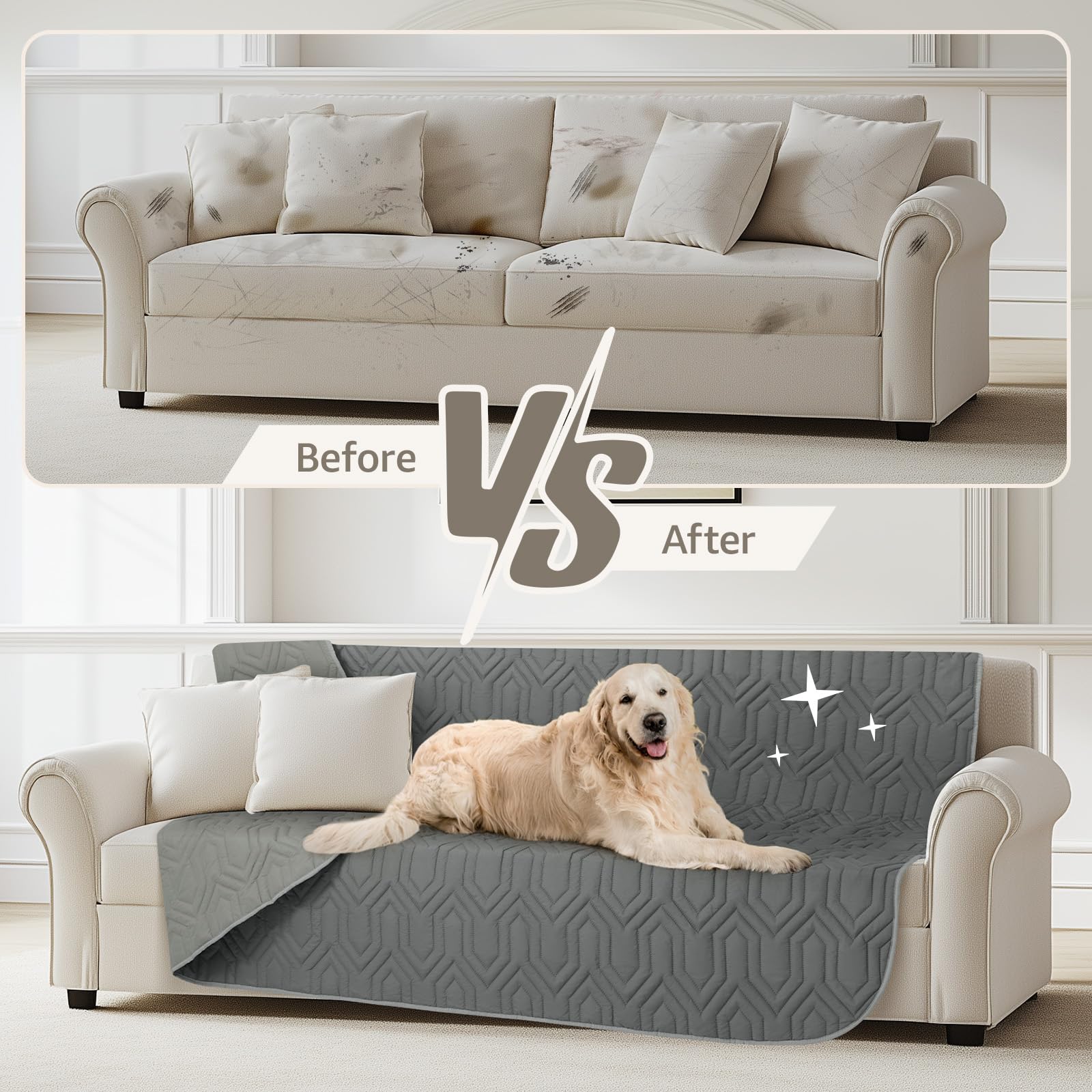 Waterproof Dog Blanket for Couch Cover - 82x102 Inch Washable Reversible Pet Blanket for Furniture, Bed, Sofa Protector - Large Dog Cat Puppy Blanket for Indoor Use, Travel & Car Rides