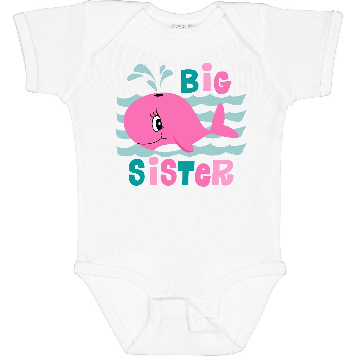 Inktastic Whale Big Sister Baby Bodysuit - Cute Whale Design Sibling Outfit for Newborns & Infants - Perfect for Family Photos, Sibling Announcements & Baby Showers