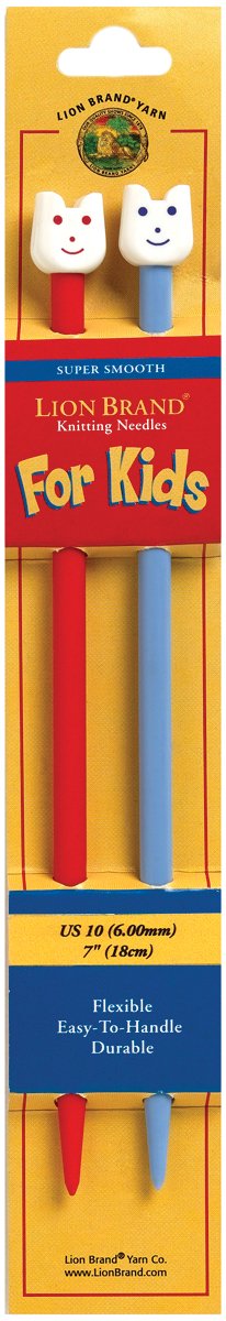Lion Brand Yarn 7-Inch Size 10 Knitting Needles for Kids - Perfect for Beginners & Children's Craft Projects | Soft, Safe & Easy-to-Use Knitting Tools for Scarves, Hats & DIY Projects
