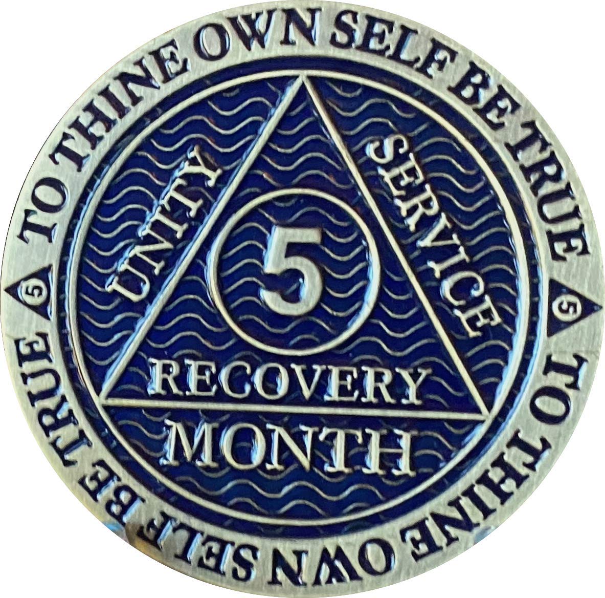 5 Month AA Medallion Antique Bronze Sobriety Chip - Dusty Blue Recovery Token for AA Meetings & Sobriety Milestones