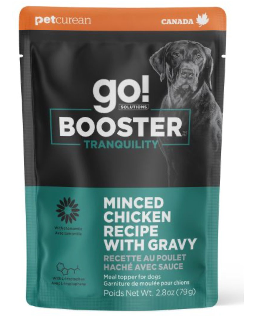 Go! Dog Booster Tranquility Health GF Minced Chicken with Gravy (2.8oz/79.3g) - Grain-Free Wet Dog Food for Small & Senior Dogs - Perfect for Mealtime, Training Treats & Digestive Support