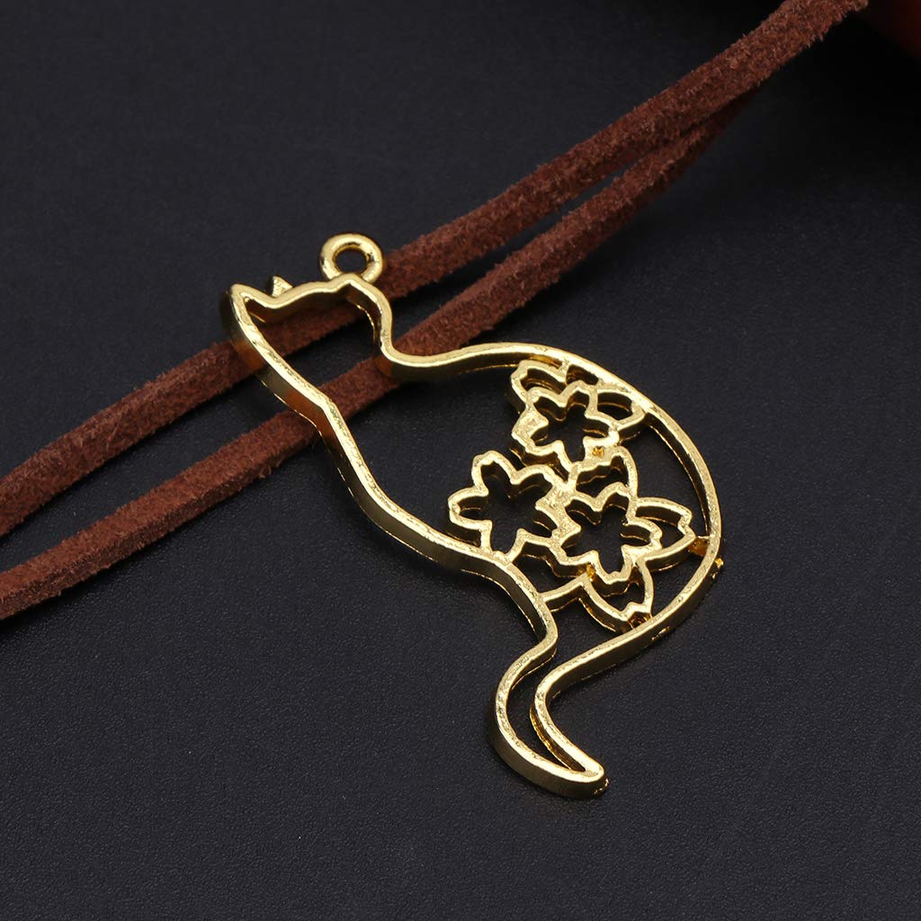 6Pcs Cute Cartoon Animal Open Bezel Charms - Blank Resin Pendants with Hollow Metal Frames for DIY Jewelry Making - Perfect for Necklaces, Bracelets & Keychains (Cat/Kitten Design) - Great for Handmade Gifts & Craft Projects