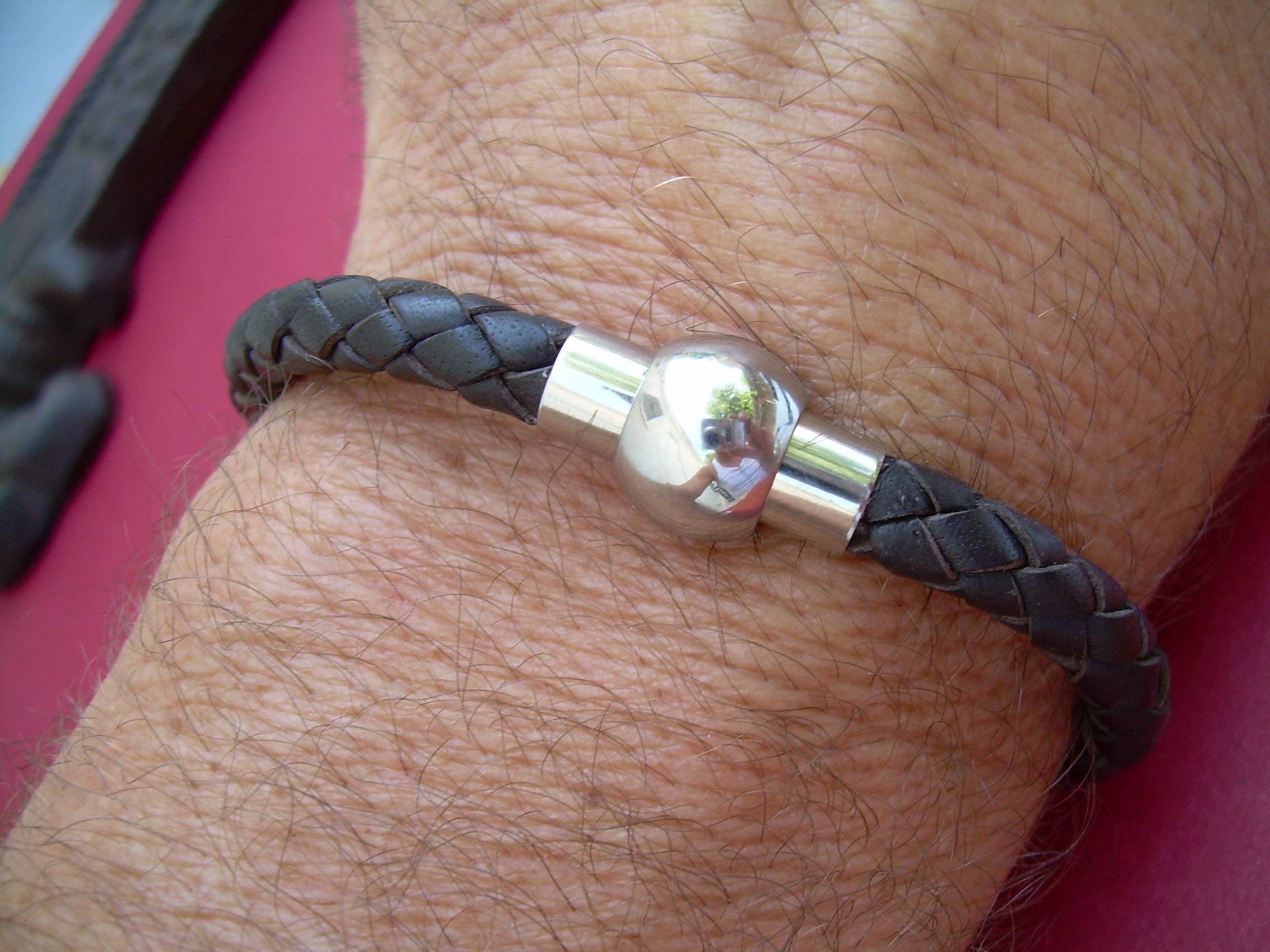 Brown Leather Bracelet for Men - Stainless Steel Magnetic Clasp - Stylish Braided Jewelry for Everyday Wear