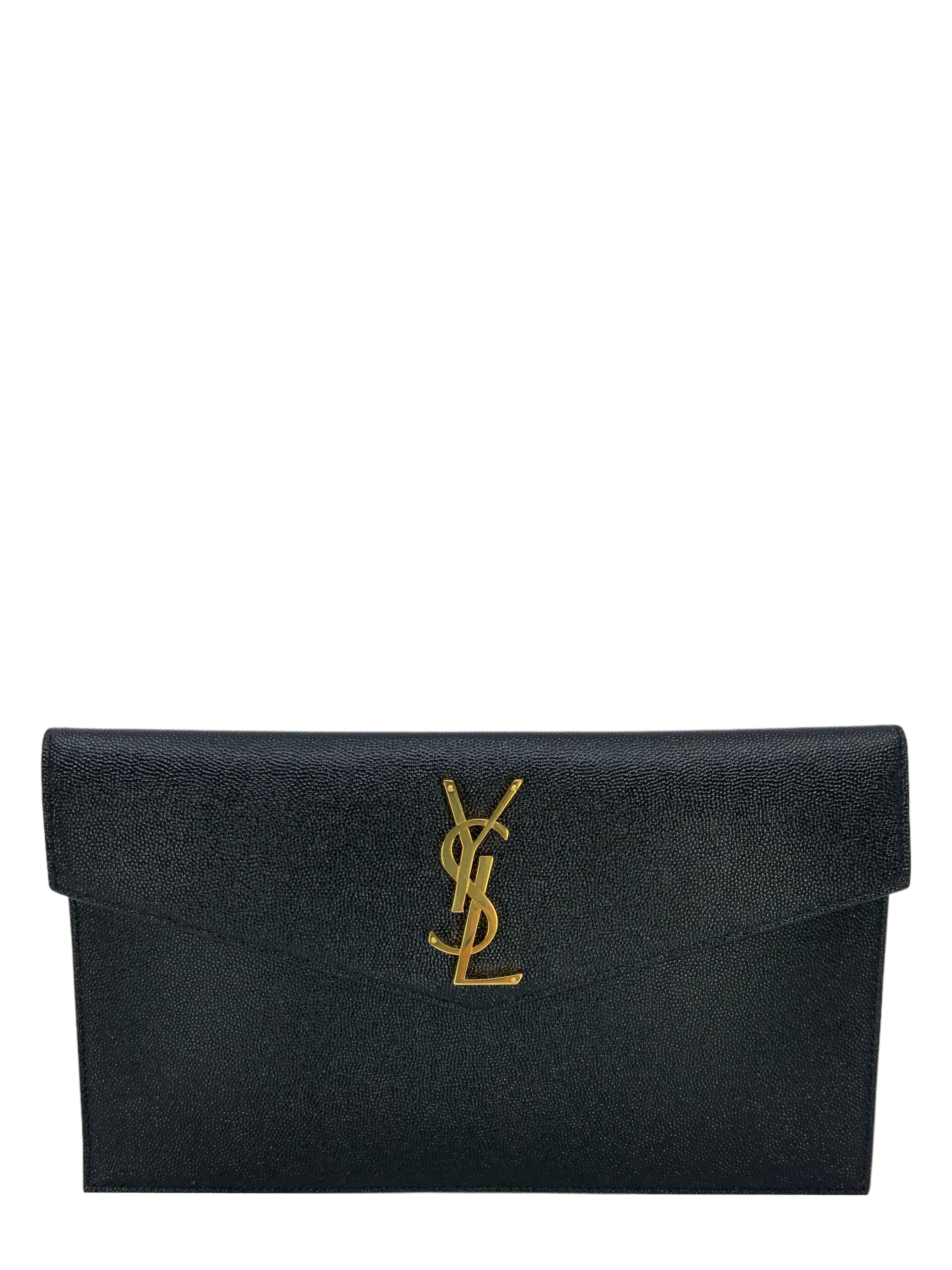 SAINT LAURENT UPTOWN POUCH CLUTCH BAG - Luxury Leather Wristlet for Women | Perfect for Evening Parties, Weddings & Special Occasions
