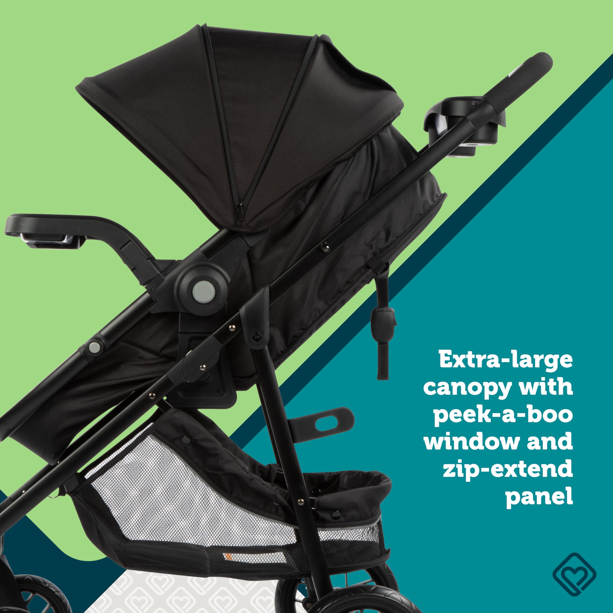Safety 1st Grow and Go Flex 8-in-1 Convertible Car Seat & Stroller Combo for Infants 4-30 lbs | Lightweight Travel System with Adjustable Canopy & Cup Holder | Perfect for Daily Walks, Shopping & Family Outings - Forest Tide