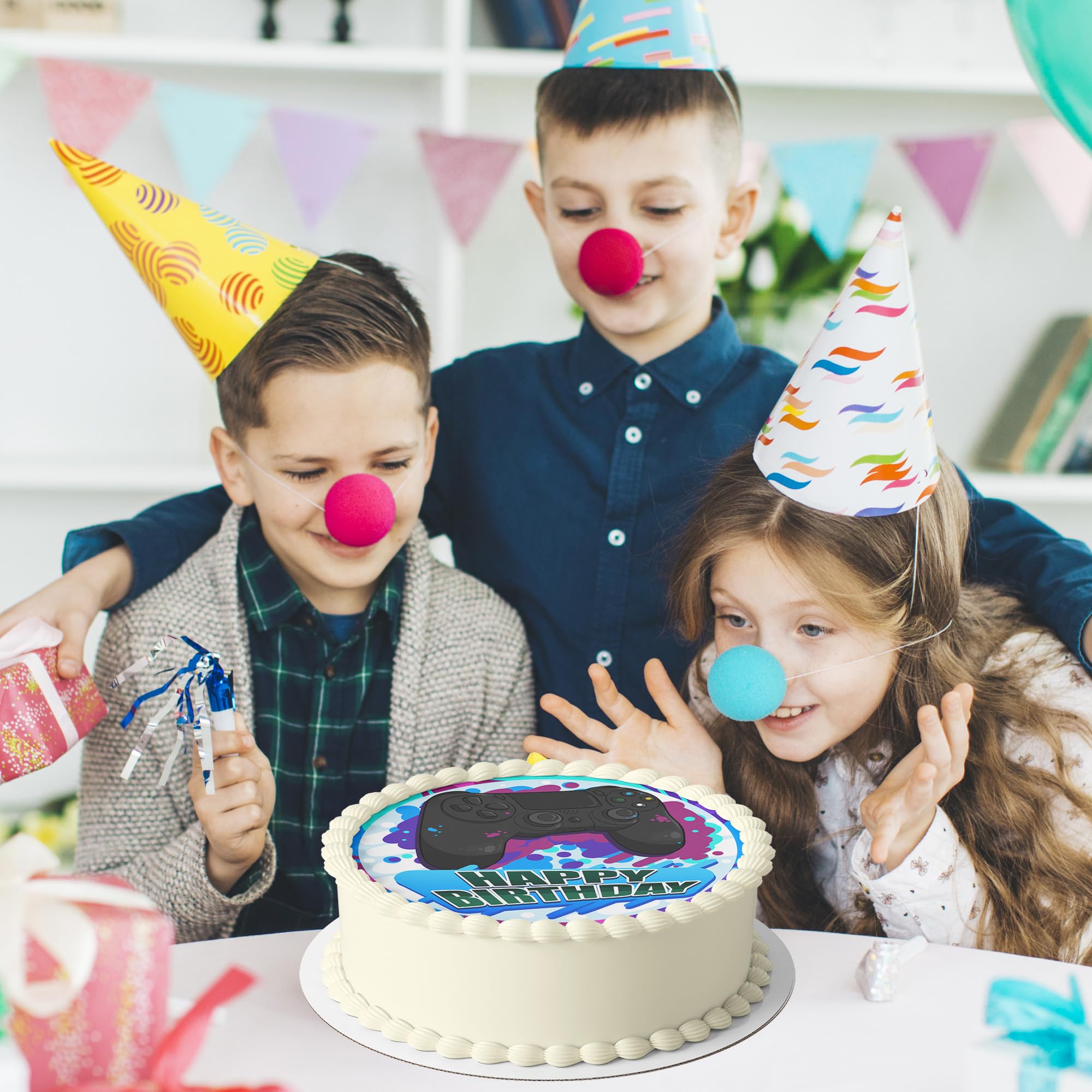 J&M DECO Edible Cake Toppers - Birthday Cake Decorations for Gamers - 20cm Round Fondant Cake Topper - Edible Paper Cake Decor for Birthday Parties & Gaming Events