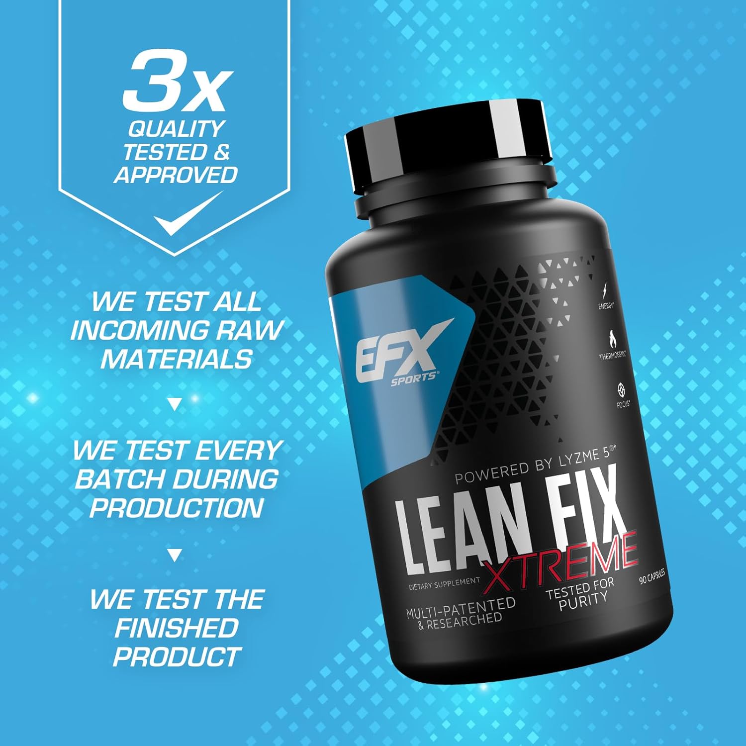 EFX Sports Lean Fix Xtreme Fat Burner & Metabolism Booster - 90 Capsules for Weight Loss, Energy & Appetite Control - Perfect for Gym, Workout & Fitness Routines