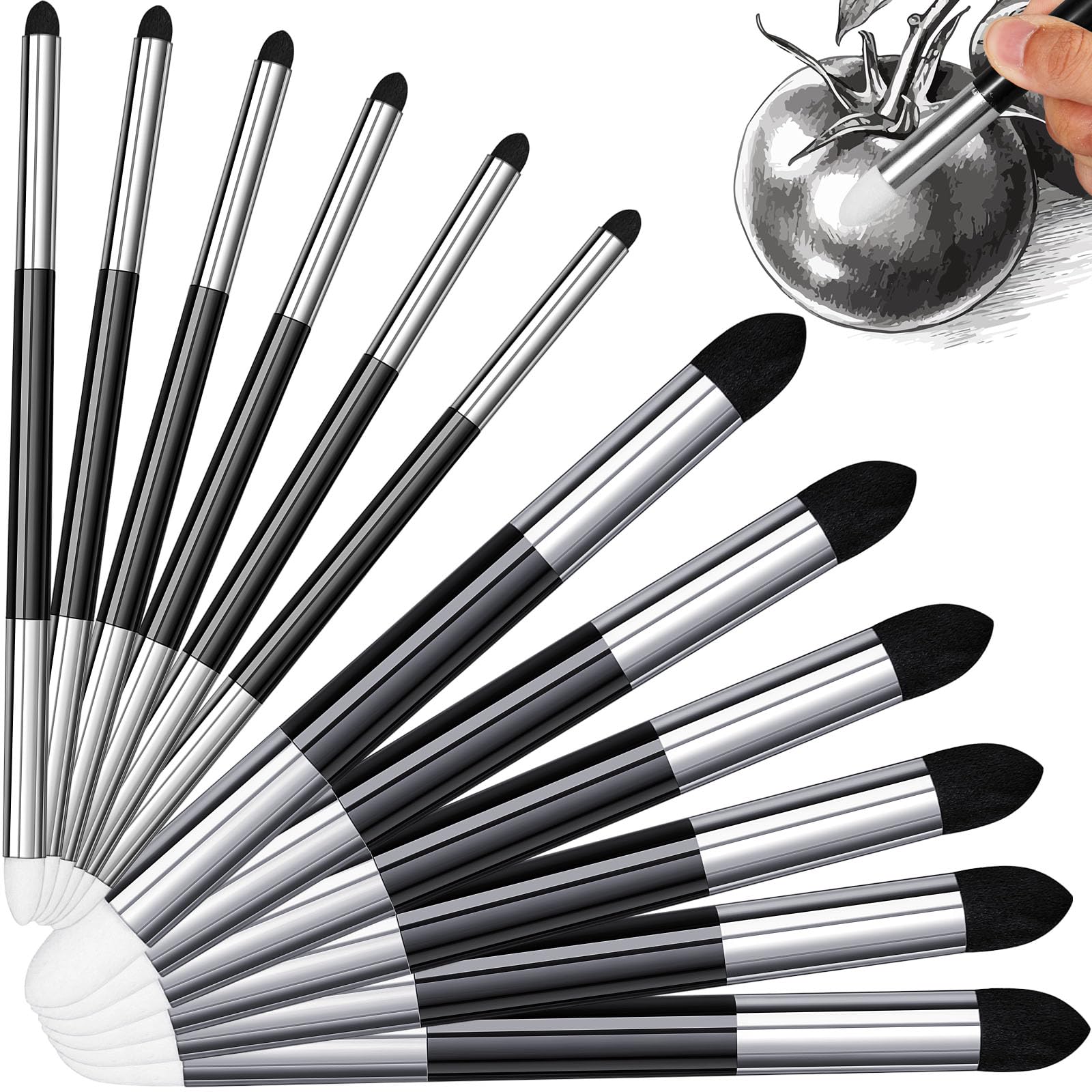 6 Pcs Double Headed Blending Sponge Pen - Washable Reusable Art Blenders for Drawing, Sketching & Highlighting | Perfect for Artists, Students & Makeup Blending | Great for Shadow Correction & Detail Work
