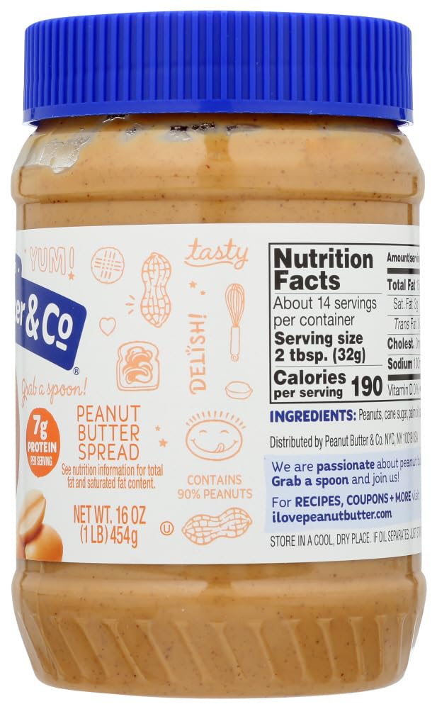 Peanut Butter & Co Smooth Operator Peanut Butter - 16 Oz Jars (6 Pack) | Creamy Spread for Sandwiches, Baking & Healthy Snacks