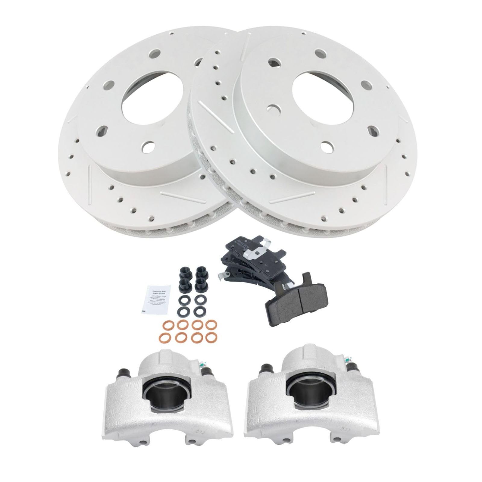High-Performance Front Metallic Brake Pads, Rotors & Calipers Kit for Chevy Silverado, GMC Sierra – Perfect for Off-Roading, Towing & Heavy-Duty Use