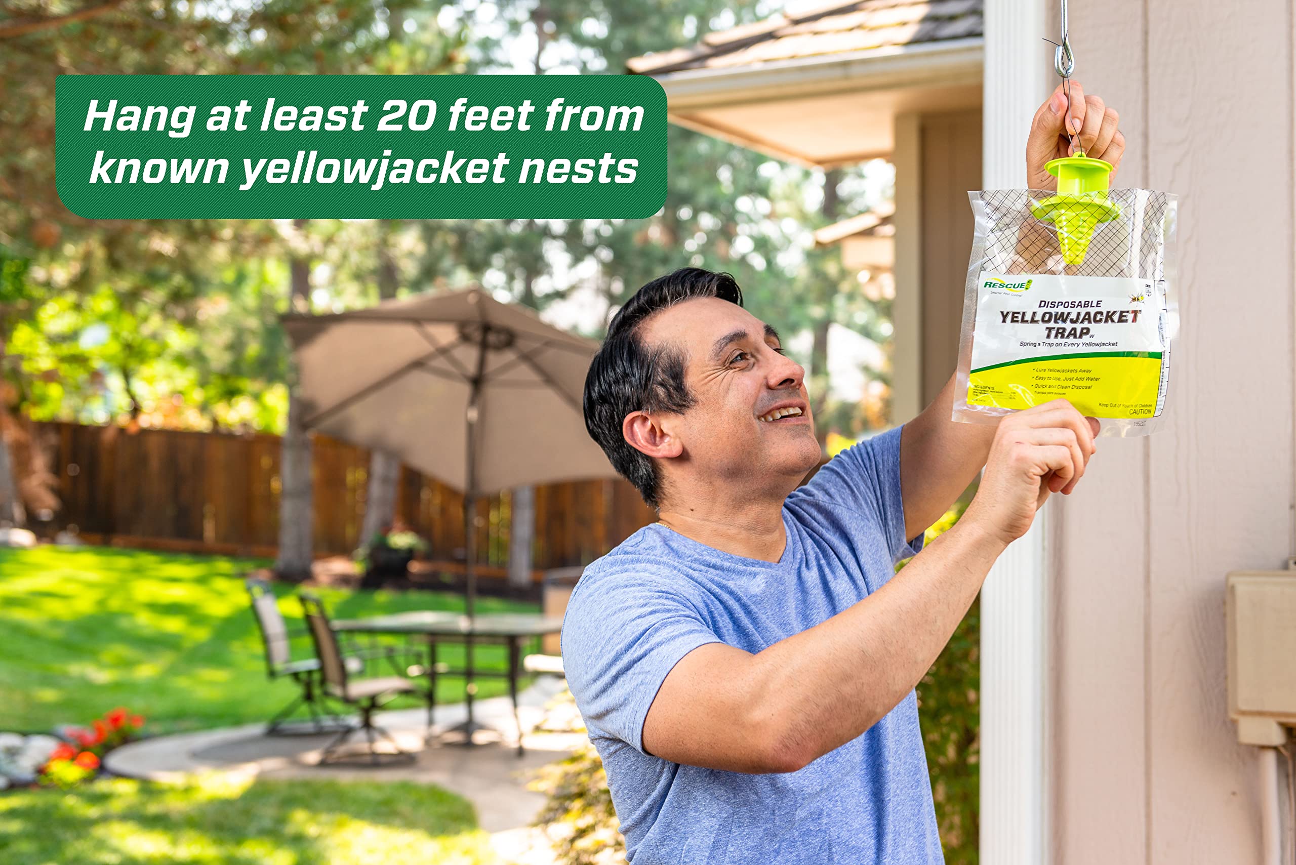 RESCUE! Disposable Yellowjacket Trap - Mountain & Pacific Formula - 24 Traps for Outdoor Pest Control | Effective Wasp & Hornet Catcher for Patio, Garden, and Camping Areas