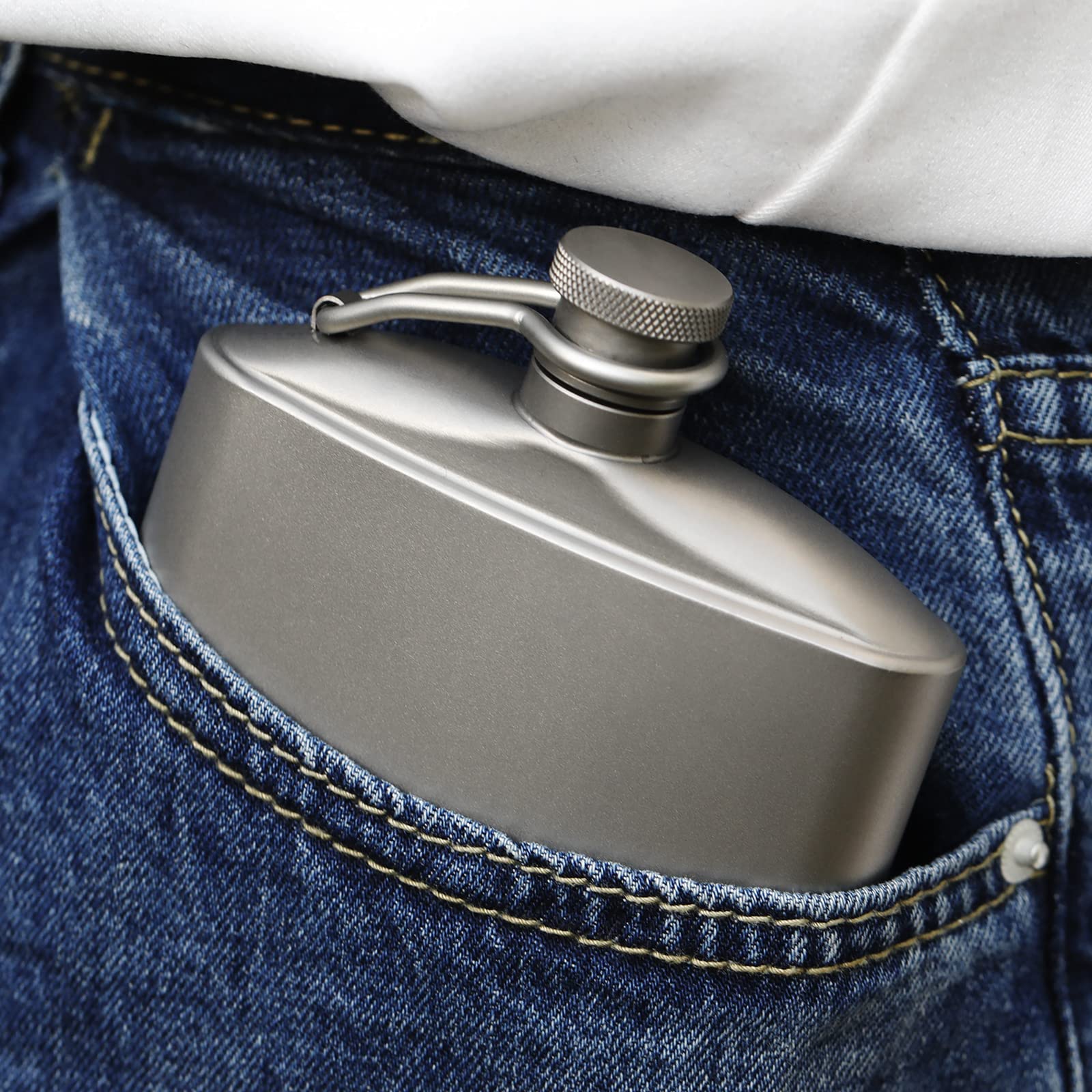 Premium 260ML Titanium Hip Flask with Funnel & Cap - Lightweight Outdoor Portable Liquor Flask for Camping, Hiking & Travel - Durable Whiskey, Vodka & Rum Container for Men & Women