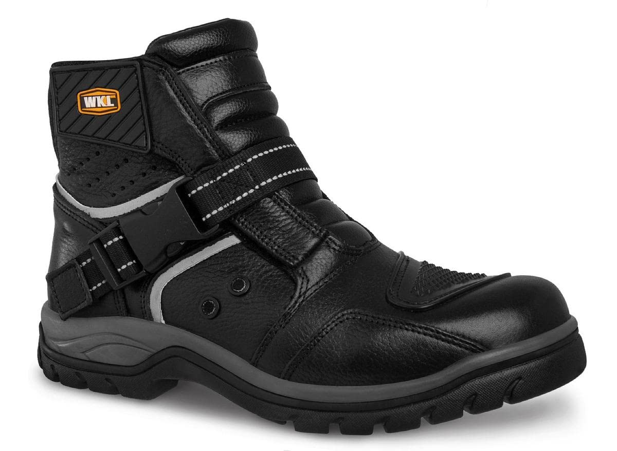 WORKLAND 77414 Men's Motorcycle Boots - Leather Biker Boots for Touring & Sports - Breathable, Slip-Resistant Rubber Sole with Reflective Protection - Ideal for Riding, Commuting & Outdoor Adventures