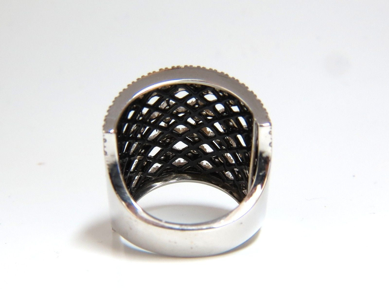 1.82CT Diamond Bead Set Sandwich Black Underlay 3D Grill Band Ring - 18KT Gold Hip Hop Jewelry for Men & Women - Perfect for Rappers, Performers, and Fashion Statements