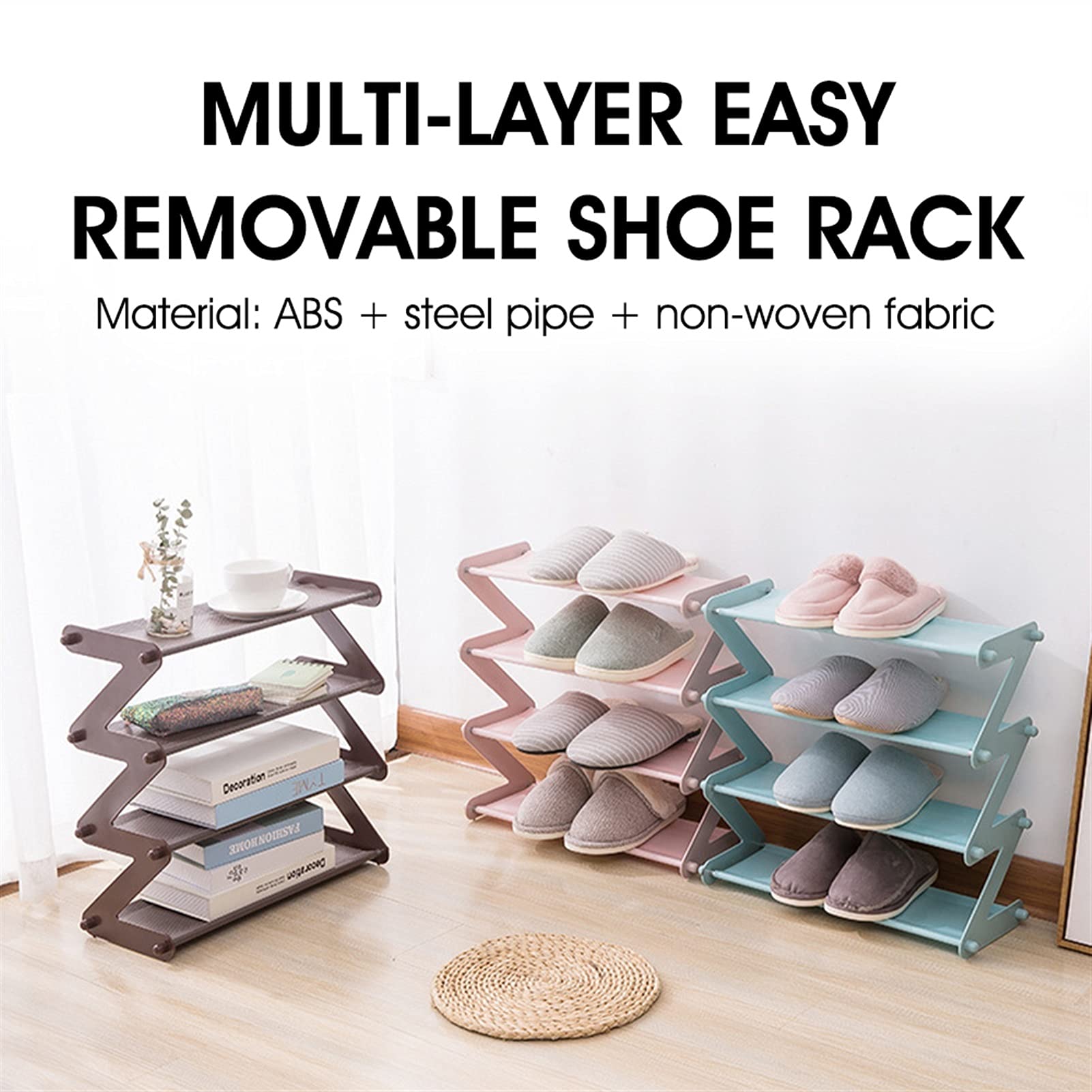 Multifunctional Stackable Shoe Rack - 5-Tier Stainless Steel Storage Organizer for Shoes, Books, Plants & Home Decor | Space-Saving Dorm Room Shelf (Pink) | Perfect for Small Spaces & Closet Organization