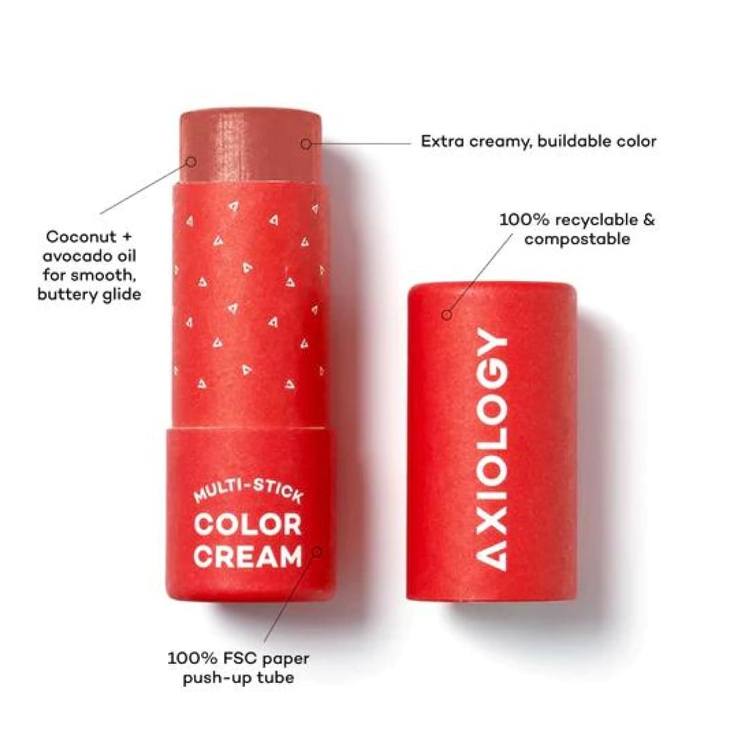 Axiology Vegan Multi Stick - Creamy Blush, Lip & Eye Color Stick with Hydrating Oils & Butters | All-Day Wear for Contour & Highlight | Perfect for Natural Makeup & On-The-Go Touch Ups (Devotion)