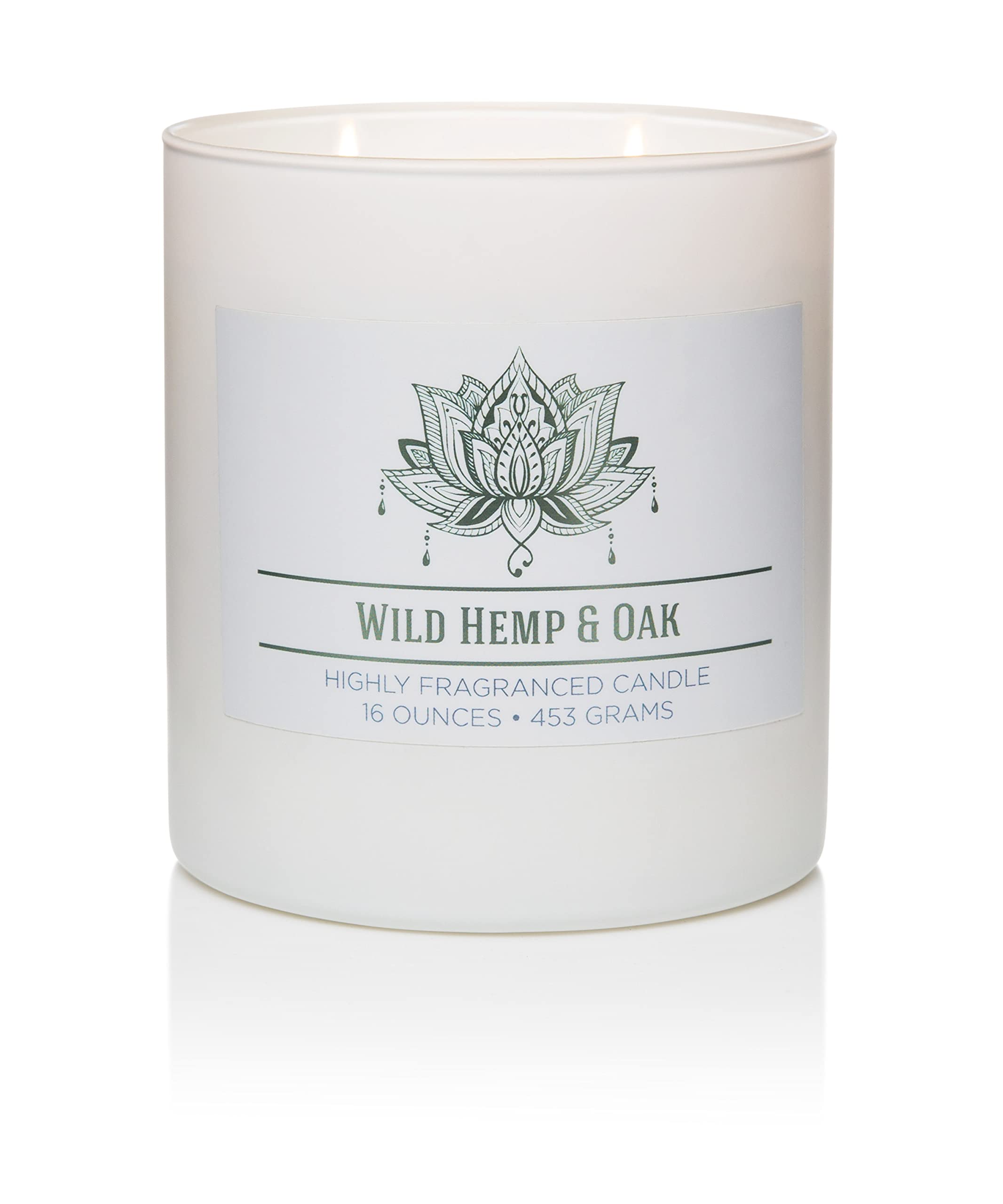CAROLINA Wild Hemp & Oak Scented Soy Wax Candle - 2 Wick Aromatherapy Candle for Relaxation, 16oz (60 Hour Burn) | Home Fragrance, Wellness Collection, USA Made | Perfect for Yoga, Meditation & Stress Relief