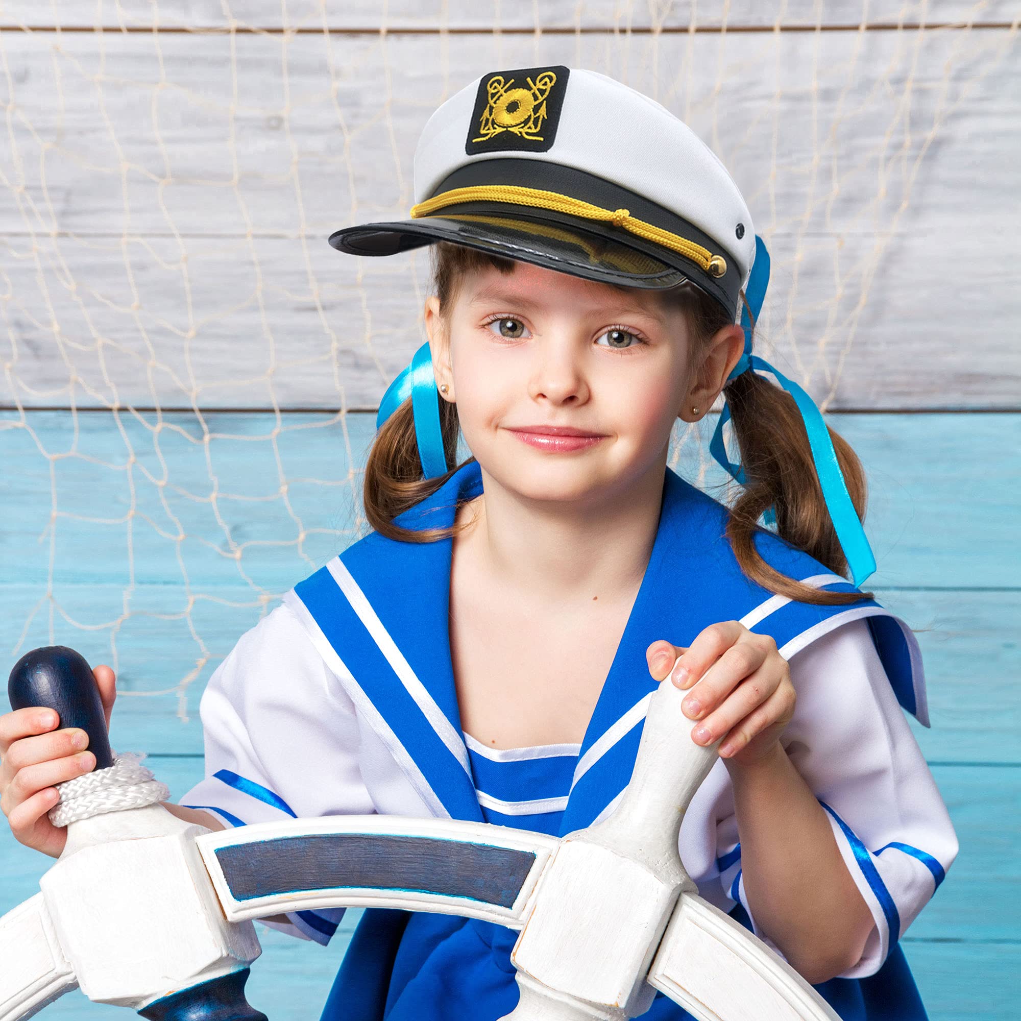 Bulk White Adjustable Captain Hats - Nautical Sailor Boat Hats for Cruise Theme Parties, Halloween & Cosplay Costume Accessories | Perfect for Pirate Events, Navy Uniforms & Maritime Decor