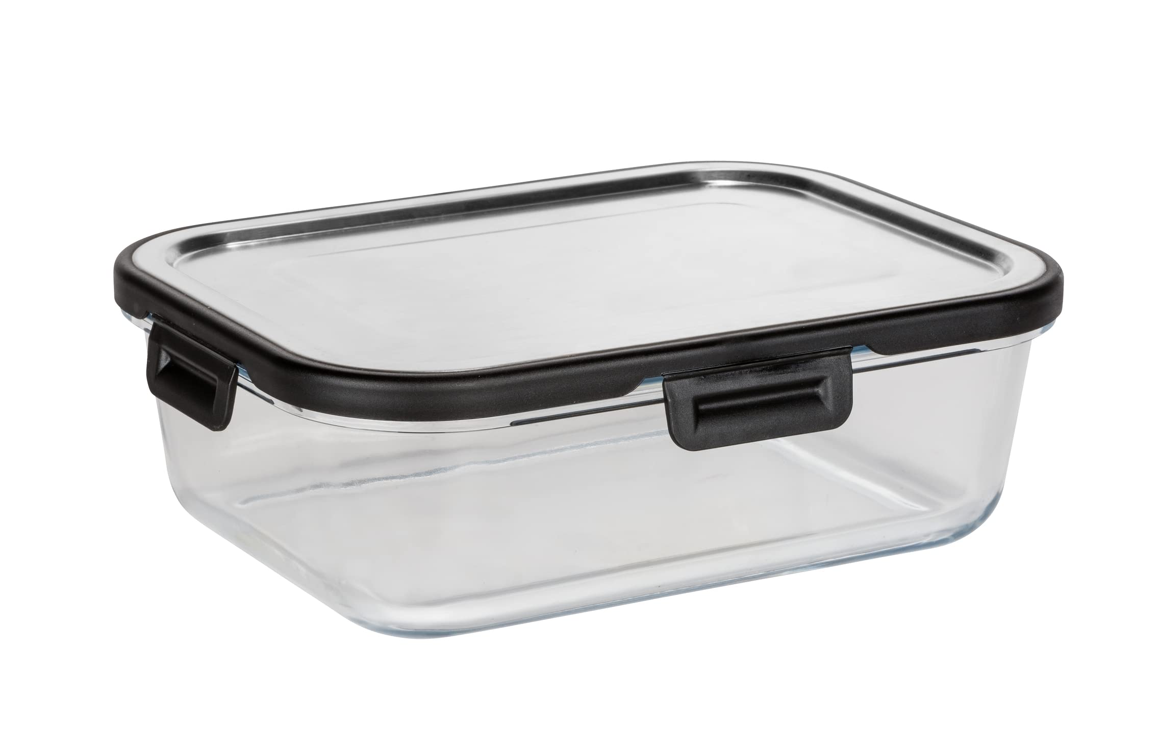 WENKO 1.5L Airtight Glass Food Storage Container with Stainless Steel Lid - Dishwasher Safe, Stackable & Leak-Proof (23 x 7.5 x 17 cm) - Perfect for Meal Prep, Leftovers & Pantry Organization