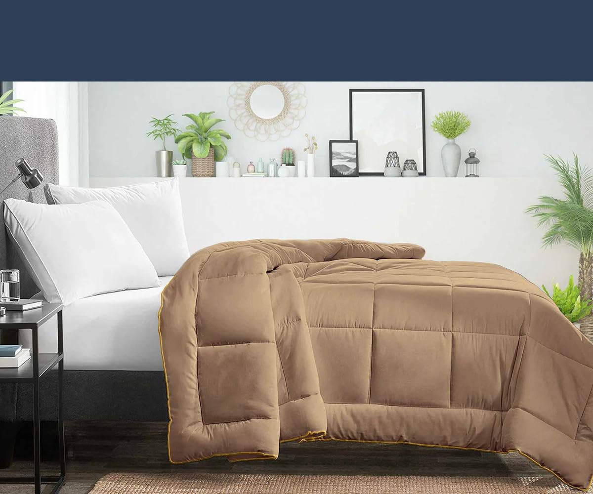 Premium 1000 TC Goose Down Alternative Comforter Set - Ultra-Soft 100% Egyptian Cotton - All Season King/Cal King Size - Perfect for Master Bedroom, Guest Room & Luxury Hotels (Taupe)