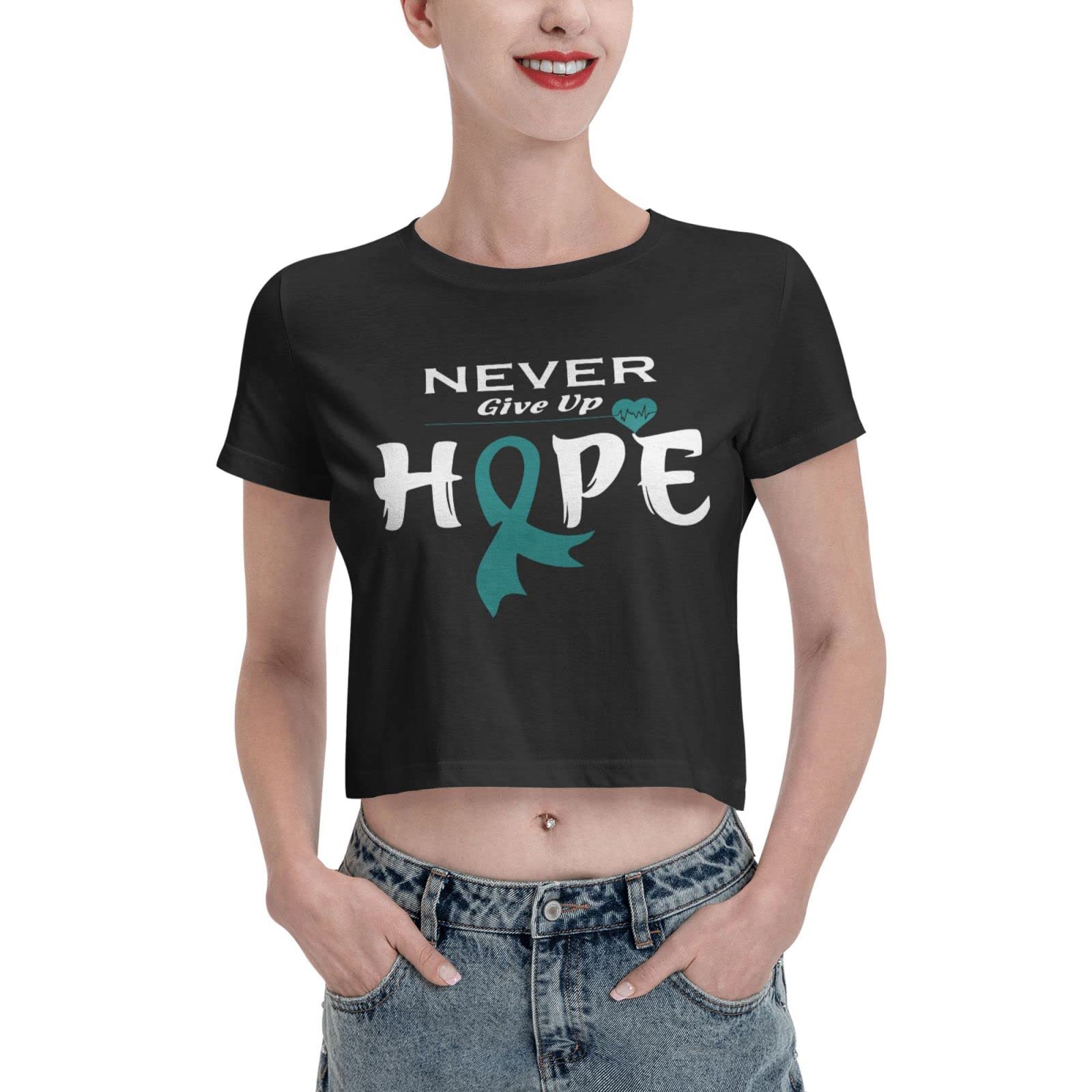 Ovarian Cancer Awareness Women's Crop Top - Soft Short Sleeve Tee for Girls | Comfortable & Stylish for Everyday Wear, Fundraising Events & Cancer Support