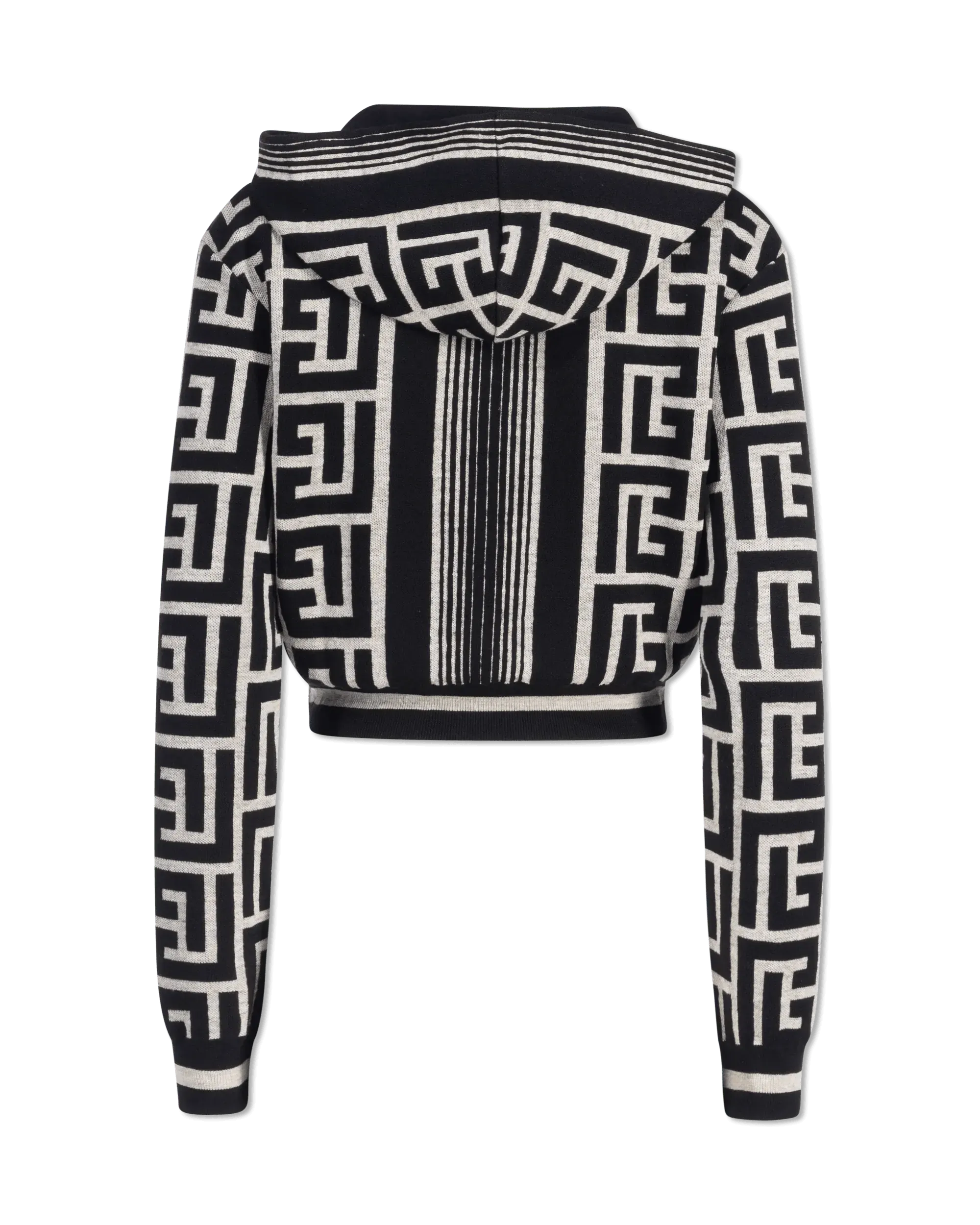 Maxi Monogram Cropped Knit Hoodie for Women - Stylish Oversized Pullover Sweatshirt for Casual Wear, Street Fashion & Loungewear