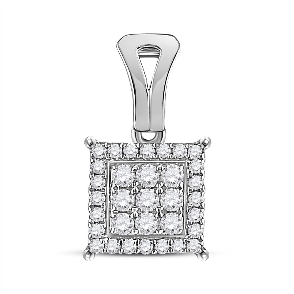 14K White Gold Women's Round Diamond Cluster Pendant Necklace - 1/4 Carat Total Weight - Perfect for Anniversary Gifts & Special Occasions
