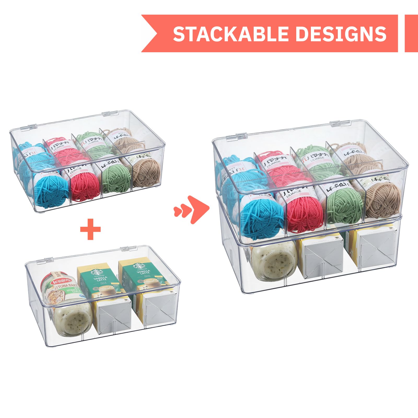 Novelinks Clear Plastic Tea Bag Organizer - Stackable Storage Container with Lid for Kitchen Cabinet, Pantry & Countertop - Holds Coffee Pods, Condiments & More (1 Pack) - Perfect for Home, Office & Restaurant Organization