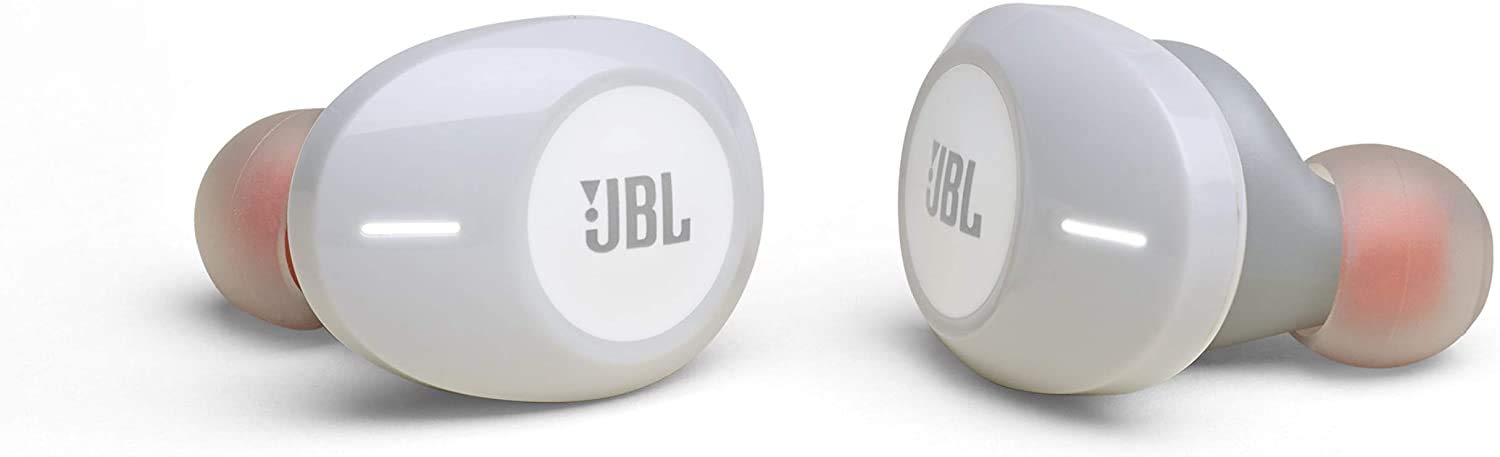 JBL Tune 120 Wireless Bluetooth Earbuds with Charging Case & Premium CCI Hardshell Case - White | Noise Cancelling In-Ear Headphones for Gym, Running, Travel & Work