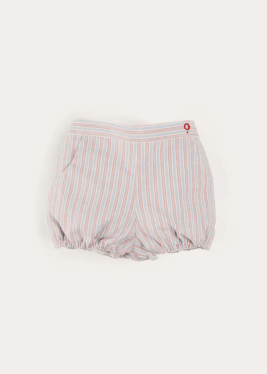 Beaufort Striped Red Button Detail Bloomers for Babies & Toddlers (3 Months - 3 Years) - Perfect for Playtime, Photo Shoots & Special Occasions