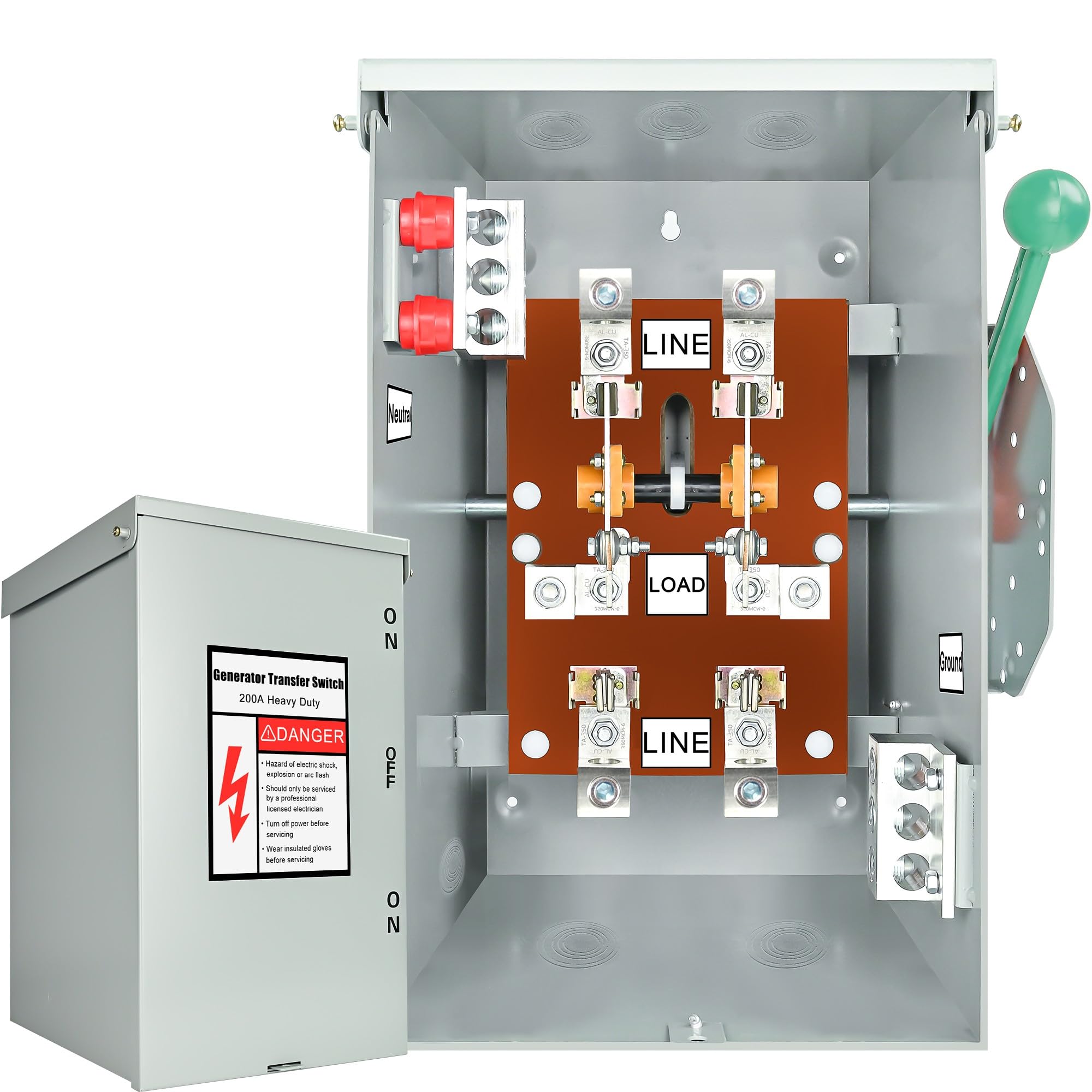 200 Amp Manual Transfer Switch, 120/240V 3P/2P 4-Wire Generator Transfer Switch, 48000W Heavy Duty Double-Throw Safety Switch for Home & Commercial Use - Perfect for Power Outages, Backup Generators & Emergency Power Supply (Indoor/Outdoor Installation)