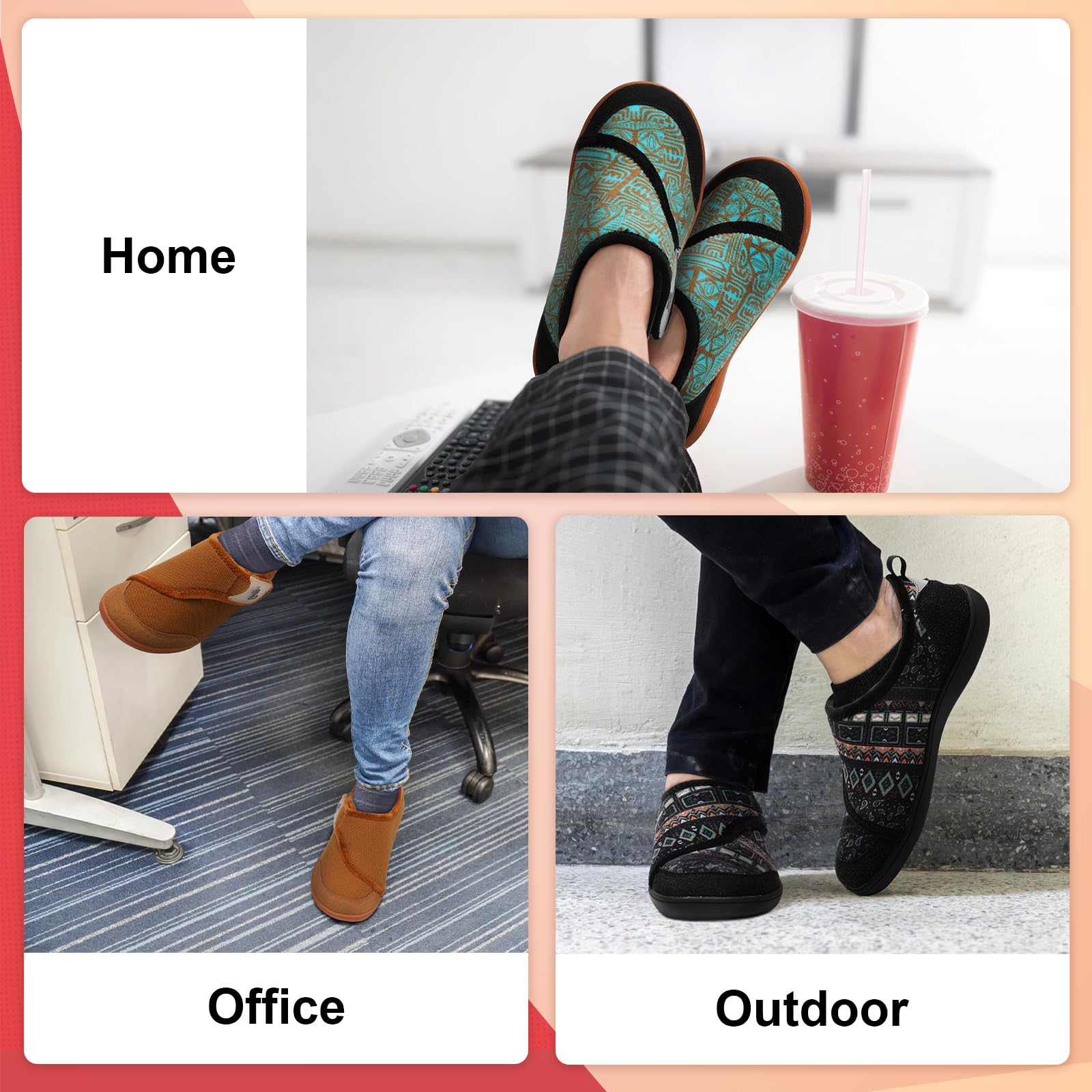 LeIsfIt Men's Wide Width House Slippers - Adjustable Diabetic & Arthritis Slippers for Swollen Feet - Comfortable Indoor/Outdoor Slippers for Home, Hospital & Recovery Use