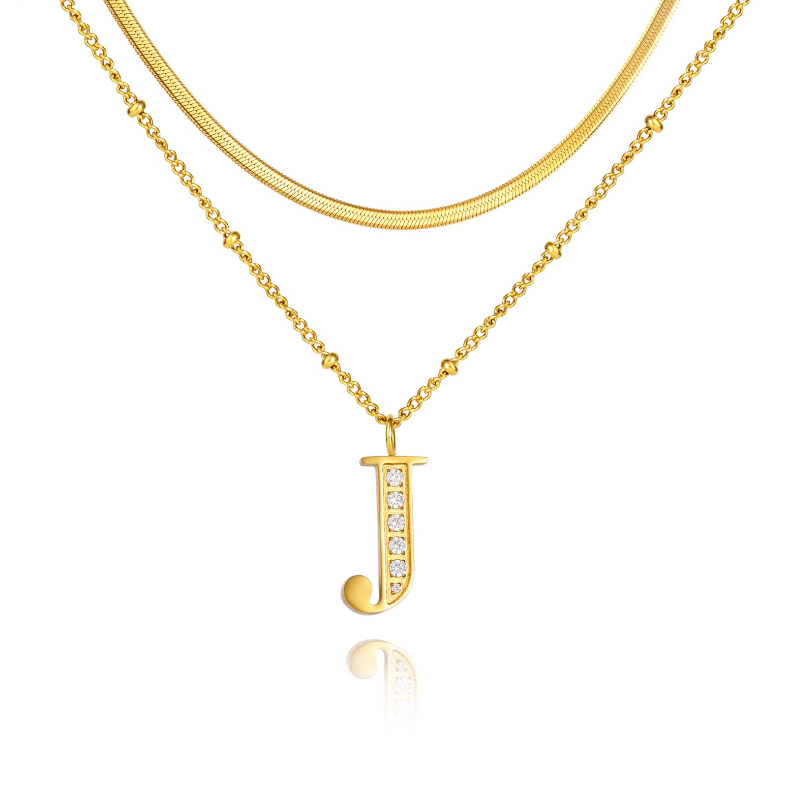 14K Gold Initial Necklace for Women & Girls - Dainty Diamond Letter Pendant, Trendy Layered Link Chain Jewelry - Perfect Gift for Teens, Birthdays & Everyday Wear