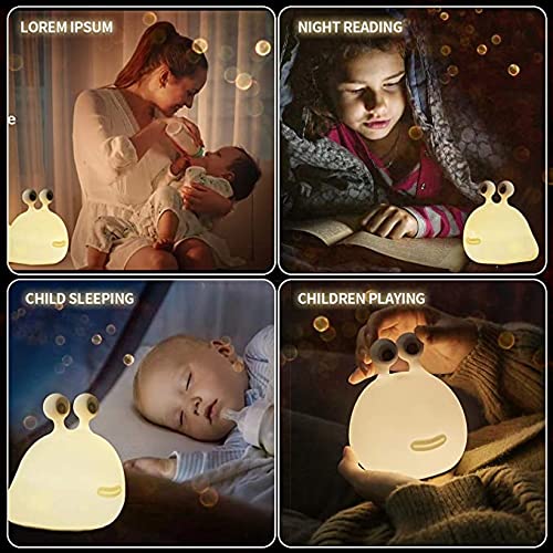 USB Rechargeable Kids Night Light - Cute Animal Shaped Touch Control Bedside Lamp with Timer, Safe Silicone & ABS+PC Material, Portable LED Nursery Light for Breastfeeding, Bedroom, Nursery & Travel (White)
