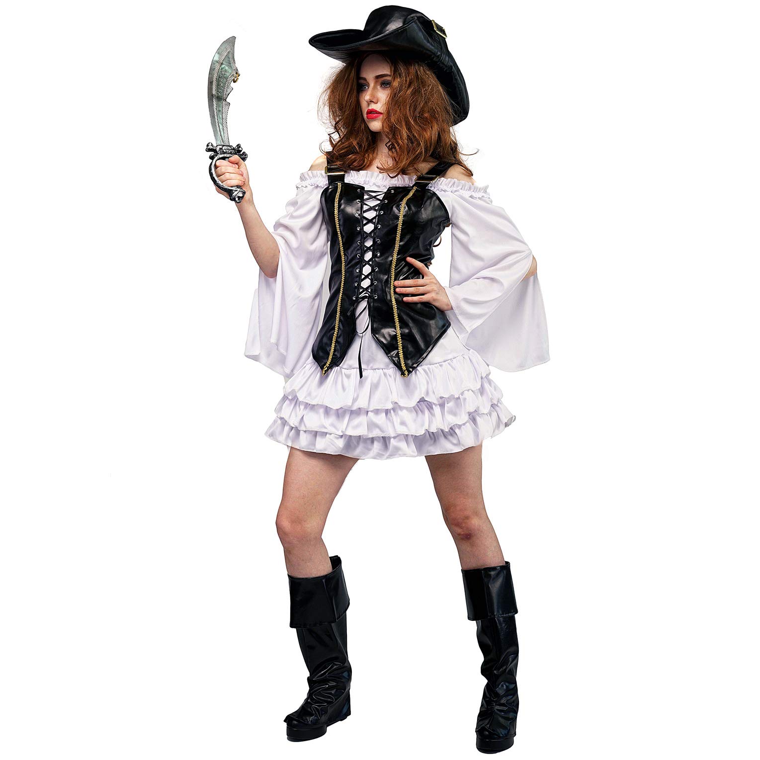 DSplay Women's Pirate Buccaneer Costume - Halloween Fancy Dress Outfit for Adults, Cosplay & Themed Parties