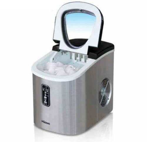 220V Commercial Ice Cube Maker - Stainless Steel Portable Ice Machine for Restaurants, Bars, Cafes & Home Use - Fast Ice Production for Beverages & Food Display