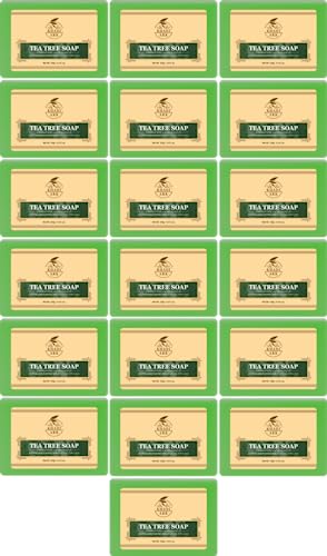Organic Tea Tree Bath Soap - 100% Natural & Handmade with Herbal Ingredients - 125g Each (Pack of 19) - Gentle Cleansing for Acne-Prone & Sensitive Skin - Perfect for Daily Skincare & Aromatherapy